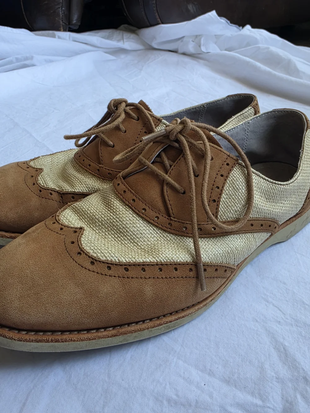Johnston & Murphy Brown and Cream Wingtip Derby Oxfords